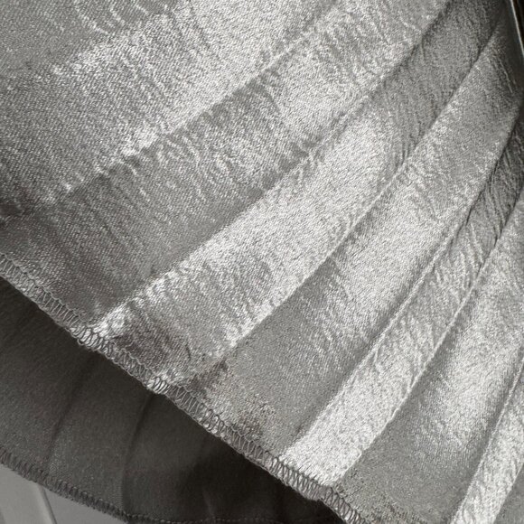 Luxe by Stylekeepers Silver Satin Pleated Skirt, size Small - Picture 3 of 7